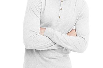 Hanes Comfortblend Hanes Originals Men’s Tri-Blend Long Sleeve Henley, ECO White, Medium