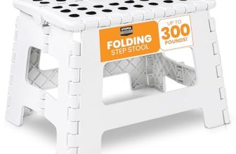 Utopia Home Folding Step Stool – Foot Stool with 9 Inch Height – Holds Up to 300 lbs – Lightweight Plastic Foldable Step Stool for Kitchen, Bathroom & Living Room (White, 9 Inch (Pack of 1))