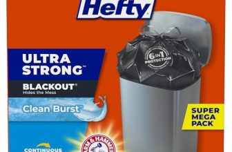 Hefty Ultra Strong 13 Gallon Trash Bags, Black Tall Kitchen Trash Bags 13 Gallon Size, Break Resistant Drawstring Enclosure, Continuous Odor Control, Blackout, Clean Burst Scent, 110 Bags
