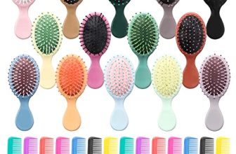 Mini Hair Brush 28 Pack, ANSLCA Hair Brushes Bulk Small Brush Set – Include 14 Travel Brush + 14 Fine Wide Detangling Hair Combs Wet Dry Hair for Girls Women Boys Men Kids (Stylish Colorful)