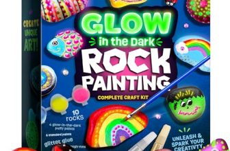 Dan&Darci Kids Rock Painting Kit – Glow in The Dark – Christmas Gifts Arts & Crafts for Boys and Girls Ages 6-12 – Craft Activities Kits – Creative Art Toys for 6, 7, 8, 9, 10, 11 & 12 Year Old Kid