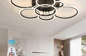 FNOESTY Modern Ceiling Light Fixtures, Flush Mount Ceiling Lights with Remote, 127W LED Dimmable 3000K-6500K Close to Ceiling Lamp for Kitchen Bedroom Living Room Dining Room (41″, Black)