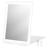 Haikopoon Travel Makeup Mirror with Lights, Rechargeable Portable Folding Compact Mirror, Lighted Makeup Mirror with 72 LEDs 3 Color Light Modes, Dimmable Touch Screen LED Vanity Mirror with Lights