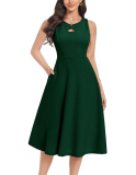 Wedtrend Women’s 1950s Retor Dress Vintage Cocktail Dress 40s A line Swing Church Dress Semi Formal Midi Dress Tea Length Work Dress WTP30010DarkGreenS