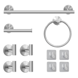 8-Piece Bathroom Hardware Set, Brushed Nickel, SUS304 Stainless Steel, Includes 16″ Towel Bar, Toilet Paper Holder, Towel Hooks, Towel Racks for Bathroom (11 PSC Silver)