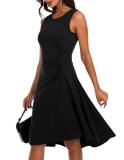 DRESSTELLS Womens Cocktail Dresses for Wedding Guest Formal Aline Church Funeral Midi Holiday Party Vintage High Low Evening Prom Dress Black XL