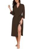 Zmnfewx Women’s Kimono Robe Deluxe Knit Bathrobe Lightweight Soft Sleepwear V Neck Ultimate Comfort Warmth Perfect House Robe