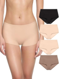 REORIA High Waisted Underwear for Women Full Coverage Boy Shorts Soft Boxer Briefs Breathable Panties 4 Pack Small