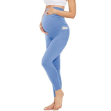 YOLIX Maternity Leggings Over The Belly with Pockets, Womens Black Workout Pregnancy Yoga Pants