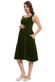 Smallshow Women’s Maternity Tank Dress Sleeveless Ruffle Pregnancy Clothes,Army Green,XL