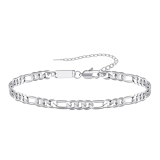 RANKEEF Sterling Silver Figaro Bracelet for Men Silver Chain Bracelets for Men