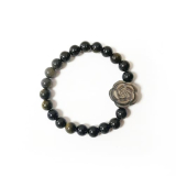 Rose Bracelet Obsidian for Women&Men,5/16 inch Beaded Stretchy Gemstone Bracelet, approximately 6-3/4 inch Adjustable,Elegant Charm Romantic Gifts, Couples Jewelry Healing Crystal Protection 8MM