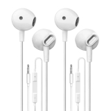 QWVFL Wired Earbuds 2 Pack, in-Ear Headphones HiFi Stereo Earbuds, Wired Earphones with Microphone Volume Control Compatible with iPad, Laptop, MP3, Android Smartphones, Fits All 3.5mm Jack Device