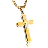 OLEVS Stainless Steel Gold Color Cross Pendant Necklace – Men & Women’s Stainless Steel Cross Pendant Chain
