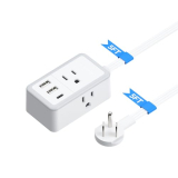 NTONPOWER Flat Extension Cord 5 Feet, Small Flat Plug Power Strip with 3 USB(1 USB-C), 3 Outlets Small Extension Cord, Portable Extension Cord, Compact for Home Office Dorm Room Essentials，White
