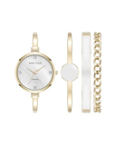 Anne Klein Women’s Lab Grown Diamond Accented Bangle Watch and Bracelet Set, AK/5142