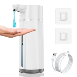 2025 Upgrade Automatic Soap Dispenser Touchless, 14.2oz/420ml Dish Hand Soap Dispenser for Bathroom and Kitchen, 4 Adjustable Volume, USB Rechargeable, Clog-Free, Large Capacity, White