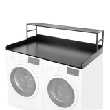 Drifop Washer Dryer Countertop with Shelf, 27.5″ W x 54″ L Laundry Countertop with Edge Rails, Laundry Topper for Washer and Dryer with Non-Slip Pads, Black(Wooden