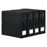 ASHARE Bed Sheet Organizer 4 Pack Foldable Linen Closet Organizers and Storage (Queen & King Size) Fabric Container Boxes with Clear Window and Handle for Blanket Comforter Pillow, Black