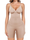 overflair Shapewear Bodysuit for Women Tummy Control Deep V Neck Body Shaper Butt Lifting Fajas Seamless Thigh Slimmer Shorts Skin M