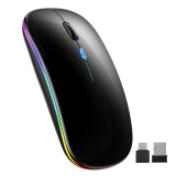 TECKNET Wireless Bluetooth Mouse,Rechargeable Silent Dual Mode (Bluetooth 5.2 & USB) Laptop Mice with LED Lights – Computer Mouse for Laptop/MacBook with Type C Adapter