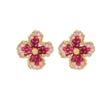 Cherry blossom earrings for Women 2024 Lightweight Hypoallergenic Gold Flower Earrings Pink Stud Earring (H-10010-E4698G-20mm)