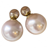 White Pearl Earrings for Women 2024 Trendy Groovy Earrings Three Wearing Purpose Lightweight Earring(H-10023-A1399W-mm)