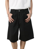 NDCOXQW Black Jean Shorts Men 2025 Summer Loose Fit Wide Leg Jorts Casual Vintage Hip Hop Streetwear Bermuda Baggy Denim Shorts Y2k (Black, 34)