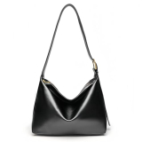 Genuine Leather Hobo Bags Purse for Women Crossbody Bag Slouchy Shoulder Handbags with Adjustable Strap and Zipper Black