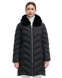 BINACL Winter Down Jackets for Women, Thickened Design with Elastic Drawcords, Water-Repellent and Rain-Resistant for Outdoor Adventures, With Faux Fur& Detachable Hood, Black S