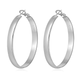 DHZJTSL 5mm Wide Silver Hoop Earrings for Women, Hypoallergenic Silver Big Hoop Large Earrings Lightweight Jewelry for Women-50mm