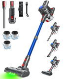 SVHT V15 Cordless Vacuum Cleaner, 45Mins Powerful Vacuum Cleaners for Home, Lightweight Stick Vacuum with Advanced Green Light Tech, Rechargeable Battery Vacuum for Carpet,Pet Hair,Hardwood Floor