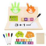 Number Blocks Toys for Kids Wooden Montessori Toys for 3 4 Years Old Boy Girl Toddler Fingers Arithmetic Educational Math Manipulatives with Whiteboard 5-7 Preschool Learning Activities Counting Game