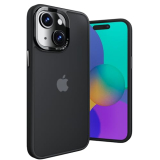ONES for iPhone 15Plus Case, Matte Black Phone Case, Translucent Hard PC Cover & Black Silicone Bumper, Military Grade, Shockproof Airbag, Anti-Yellow, Scratch-Resistant, Thin Case