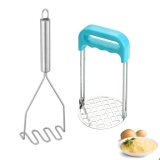 2 Pcs Potato Masher Set – Heavy Duty Stainless Steel & Wire Design, Rust-Proof Dual Kitchen Mashers for Potatoes, Avocados, Vegetables – Ergonomic Dishwasher-Safe Utensils for Cooking, Baking
