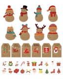 520 Tags Christmas Gift Tags Stickers, Self-Adhesive Christmas Name Tags, Gift Tags for Christmas Presents, Decorative Vintage Kraft Christmas Labels for Xmas Holiday, Presents Envelopes Decoration