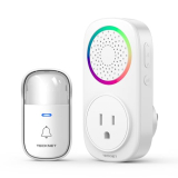 TECKNET Self-Powered Wireless Doorbell Kit – Plug-Through Door Bell with RGB Light, 60 Chimes & 5 Volume Levels, IP66 Waterproof Classroom Doorbell, 1000ft Range Doorbells for Home/Office