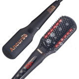 Ancuree Newly Upgrade Ionic Hair Straightener Brush-Hot Comb Flat Iron for Frizz-Free Hair Styling,Straightening Brush with Negative Ions,One-Step Hair Straightener,16 Temp,LCD Display (Black)