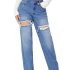 YUENIU Womens Corduroy Overalls Dress Casual Adjustable Straps Pinafore Dress Short Skirt with Pockets Blue L