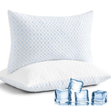 mislili Cooling Pillows Queen Size Set of 2, Adjustable Firm Shredded Memory Foam Queen Pillow, Queen Size Pillows for Stomach Back Side Sleepers, Washable Cover, with Extra Fill