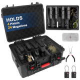 Gsodoolu 16” x 12” x 7.7” TSA Approved Gun Case Lockable for 4 Pistols, X-Large Pistol Carrying Case, Air Travel Hard Shell Firearm Case for Handguns, Potable Carrying Safe Case with 2 TSA Locks
