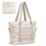 BOSTANTEN Travel Tote Bags for Women Foldable Beach Bag Waterproof Zipper Gym Sports Shopping Bag Trolley Sleeve White