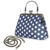 Abuyall Clutch Purses for Women Vintage 1950s Polka Canvas Kiss Lock Evening Bag Chain Shoulder Bag Azure