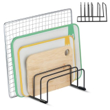 Cutting Board Organizer, 2-Pack Cutting Board Stand for Kitchen Baking Pans, Cookie Sheet, Baking Sheet Organizer With 5 Slots for Baking Sheet (7.1 X 5.5 X 2.76 in)