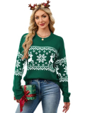 SunnyMelody Womens Christmas Funny Ugly Sweater Winter 2025 Nutcracker Santa Snowflake Snow Animal Vacation Outfits Oversized Crew Neck Xmas Pullover Tops Green L