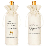 2 Pcs Engaged Gift Wine Bag, Engagement Gifts for Couples, Keepsake for Newlyweds, Bridal Shower or Anniversary, Elegant Reusable Wine Gift Bag for Wine Bottles, Pairs Well with Wedding or Party