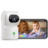 SYMYNELEC 5GHz Security Camera Indoor: 2K Baby Monitor with Phone App – Pet Camera with Speaker for Dog/Cat Owners – AI Motion Detection One-Touch Call Auto Tracking IR Night Vision TF/Cloud Storage