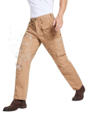 DURAWERK Men’s Cargo Pants, Water Resistant Work Pants, Durable Ripstop Tactical Pants, EDC Hiking Pants, Multi Pockets Hunting Pants for Outdoor Climbing Traveling Camping Fishing (Khaki, 38WX32L)