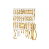 24 Pairs Chunky Gold Hoop Earrings Set for Women, Hypoallergenic Fashion Statement Hoops Earrings Pack Assorted Small Big Twisted Hoop Jewelry for Gift