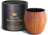 Charred Wooden Bourbon Drinking Glass, Bourbon Gifts for Men – 10 oz Charred Wooden Old Fashioned Glass Whiskey Tumbler | Birthday Whiskey Gifts for Men, Dad or Brother | Original Bourbon Tumbler